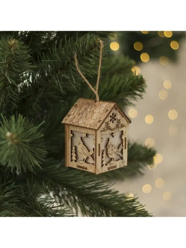 Ёлочная игрушка &laquo;Домик с птицей&raquo;, 8&times;5&times;6 см, 1 LED, от батареек, свечение тёплое белое
