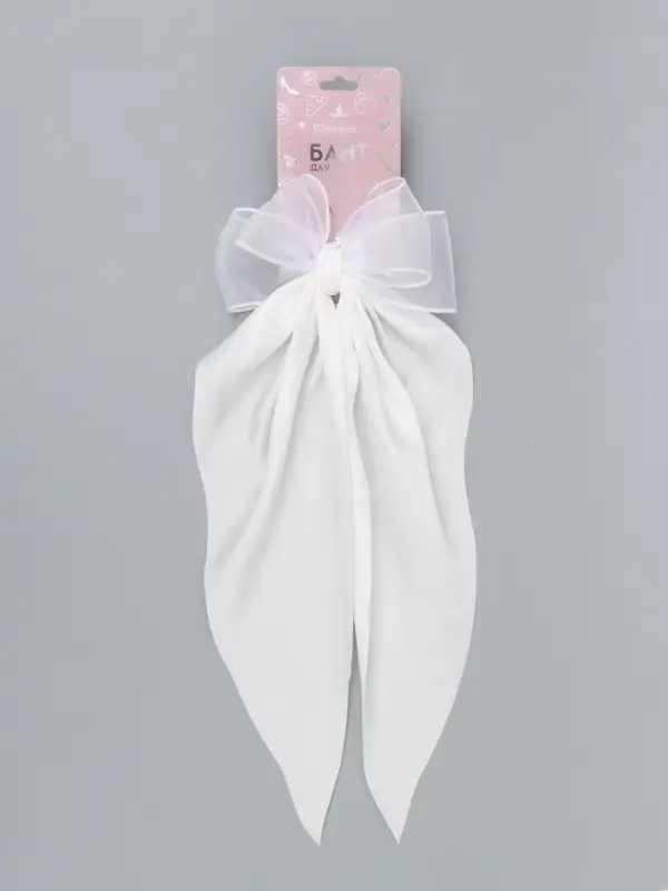 Бант для волос на заколке с лентами, белый, Принцессы Бант для волос на заколке с лентами, белый, Принцессы