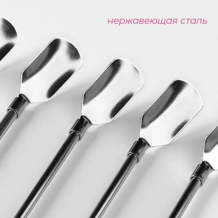 Набор ложек-трубочек барных Доляна, длина 22 см, 6 шт., нержавеющая сталь, серебристый