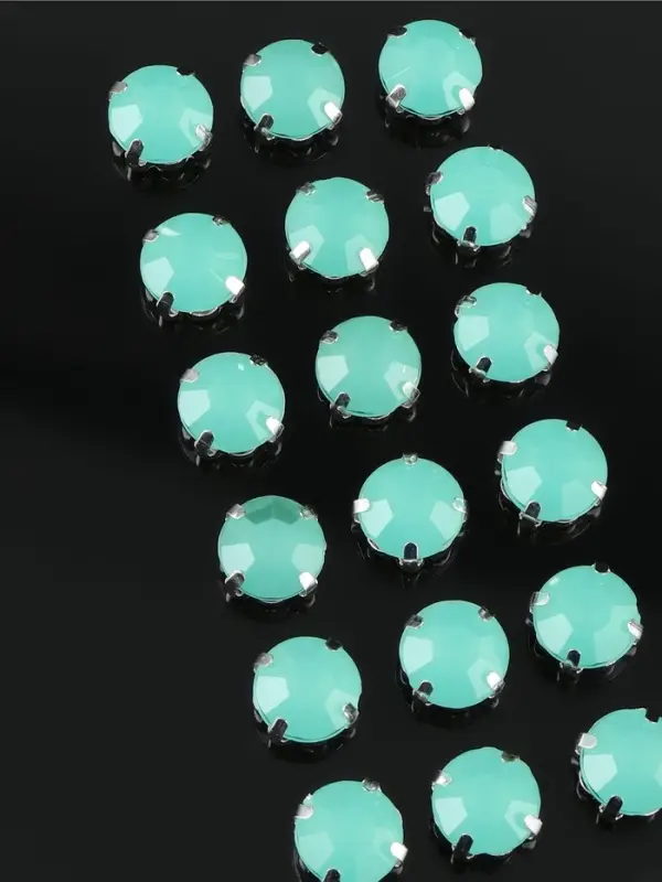 Стразы пришивные «Шатон», круглые, в цапах, d=10 мм, 20 шт., зелёные