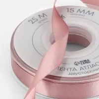 Лента атласная TEIRA, двухсторонняя, 15 мм, 25&plusmn;1 м, нежно-розовая №164