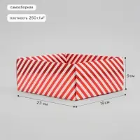 Коробка самосборная открытая &laquo;Полоски&raquo;, размер 23&times;19&times;9 см, матовая