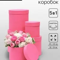 Набор круглых коробок 5в1 &laquo;Краски&raquo;, розовый, 25&times;25&times;25 - 19&times;19&times;19 см