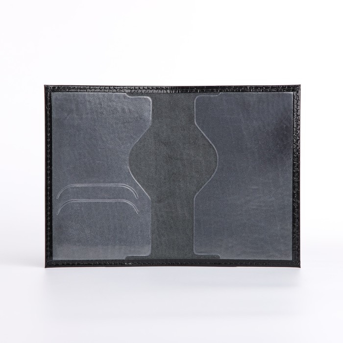 Обложка для паспорта, тиснение, крокодил, цвет чёрный Обложка для паспорта, тиснение, крокодил, цвет чёрный