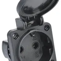 MAGNUM Розетка панельная SCHUKO РП14-3 2Р+РЕ 16А IP54 черный с крышкой IEK