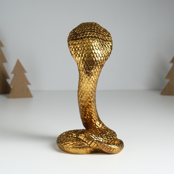 Сувенир полистоун Сувенир полистоун "Египетская кобра" золото 10,5х8,7х19 см