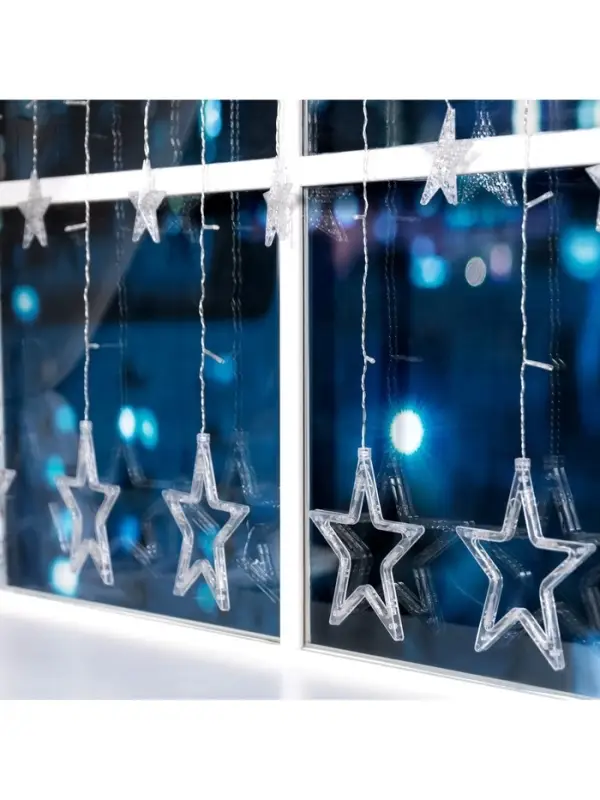 Гирлянда &laquo;Бахрома&raquo; 2.4&times;0.9 м с насадками &laquo;Звёзды&raquo;, IP20, прозрачная нить, 138 LED, свечение синее, 8 режимов, 220 В