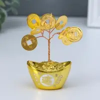 Сувенир "Денежное дерево и слиток золота" 9 монет 3,3х5х8 см