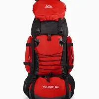 Рюкзак туристический, 90 литров, 6 наружных карманов, шнуровка, красный