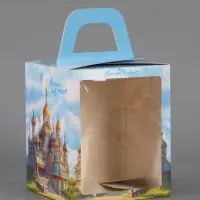 Пасхальная коробочка с окном "Русский Храм" 15 х 15 х 18 см