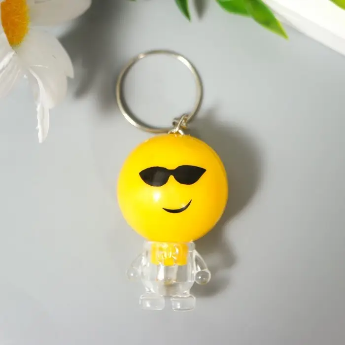 Фонарик свет на кольце  Фонарик свет на кольце "Смайлик-малыш с ножками" мигает МИКС 4х2,5х2,7 см