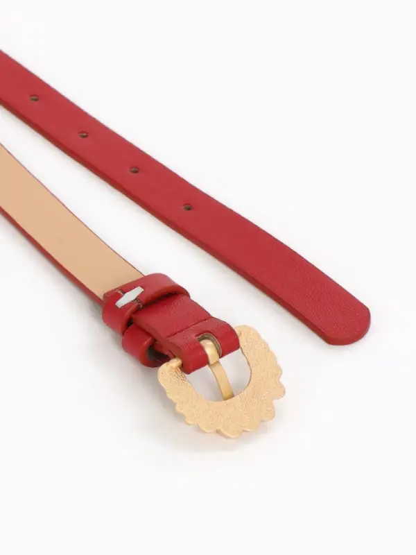 Ремень женский тонкий, 110&times;1.8 см, пряжка металл, красный