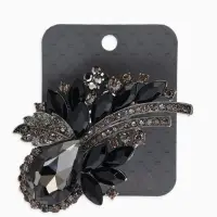 Брошь "Императрица" букет, цвет чёрно-серый в сером