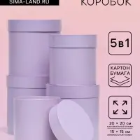 Набор круглых подарочных коробок 5 в 1 &laquo;Сирень перламутровая&raquo;, 20&times;20 ‒15&times;15 см