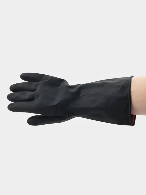 Перчатки хозяйственные плотные Доляна, размер L, резиновые, чёрные