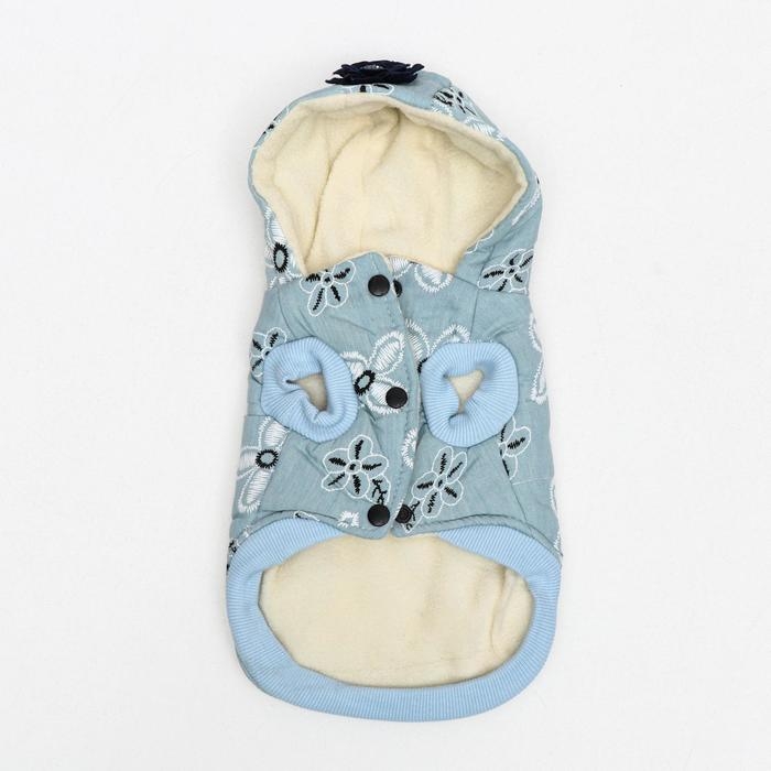 Куртка для собак с цветами, M (ДС 25 см, ОШ 26 см, ОГ 37 см), голубая Куртка для собак с цветами, M (ДС 25 см, ОШ 26 см, ОГ 37 см), голубая