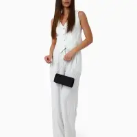 Сумка-клатч на магните, на серебристой цепочке, чёрная