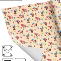 Бумага упаковочная &laquo;Зверята с шарами&raquo;, глянец, 100&times;70 см