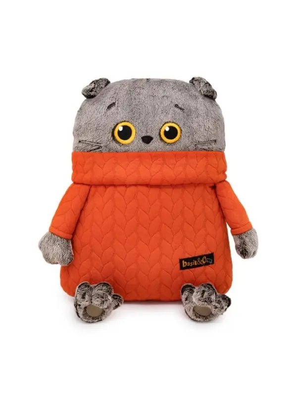 Мягкая игрушка-подушка &laquo;Кот в свитере с косами&raquo;, 32 см