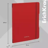 Тетрадь на спирали ErichKrause. FolderBook А5+, 48 листов, в клетку, съёмная пластиковая обложка, на резинке, красная