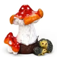 Садовая фигура &laquo;Гриб-мухомор с ежами&raquo; из полистоуна, 40&times;32&times;40 см