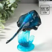 Фигурка полистоун лак &laquo;Морской скат на волне&raquo;, синий, 13.2&times;9.5&times;11.5 см