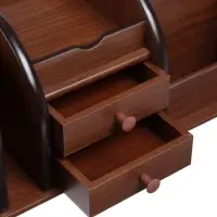 Органайзер 7 секций, 2 выдвижных ящика, серия Орех с кантом темным, 16&times;30&times;15 см