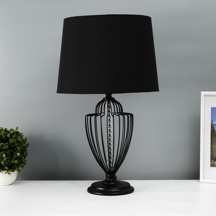 Настольная лампа с абажуром RISALUX «Джанго», Е27, 40 Вт, чёрный, 33×33×58 см Настольная лампа с абажуром RISALUX «Джанго», Е27, 40 Вт, чёрный, 33×33×58 см