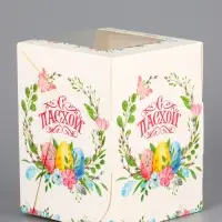 Коробка подарочная пасхальная с окном &laquo;Пасхальный венок&raquo; 9.5&times;9.5&times;12.5 см