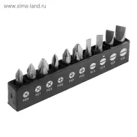 Набор бит ТУНДРА, сталь CrV, PH, PZ, SL &times; 25 мм, 10 шт.