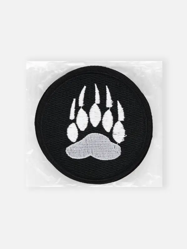 Термоаппликация «Лапа», d=8 см, чёрная, белая