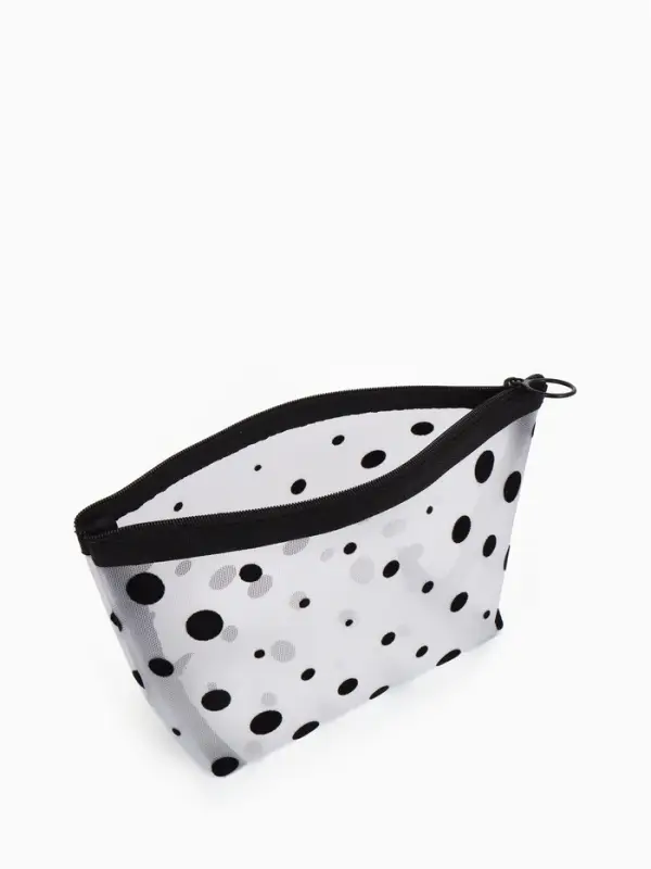 Косметичка дор Горох, сетка 17*6,5*13,5, отд на молнии, белый Косметичка дор Горох, сетка 17*6,5*13,5, отд на молнии, белый