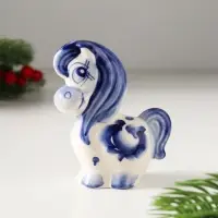 Сувенир Лошадь Василиса,8х6,5х3,5см,гжель