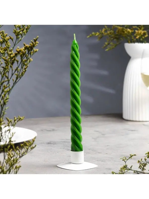 Свеча витая, 2.3&times;24.5 см, 5 ч, 50 г, тёмно-зелёная
