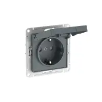 ATLASDESIGN РОЗЕТКА с заземл. со шторк. с крышкой,16А,IP20,мех., быстрозажимные клеммы, ГРИФЕЛЬ