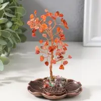 Подставка под благовония "Дерево на цветке" рыжий 72 камня 9х9х13,5 см