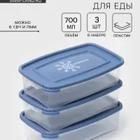 Набор контейнеров для заморозки продуктов Полимербыт &laquo;Морозко&raquo;, 700 мл, 3 шт., пластик, крышки МИКС