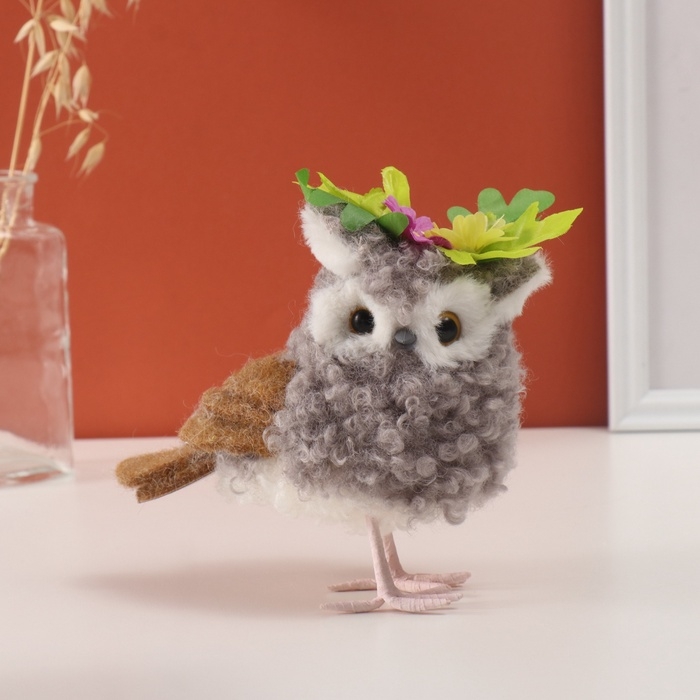 Декор Декор "Кудрявая совушка с цветами" 12х9х17 см