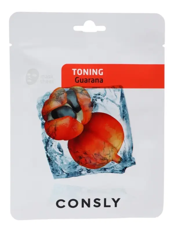 Тонизирующая тканевая маска с экстрактом гуараны, 20мл, CONSLY