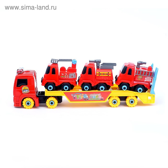 Конструктор винтовой «Пожарный автовоз», с 3 машинками Конструктор винтовой «Пожарный автовоз», с 3 машинками