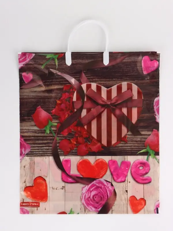 Пакет Пакет "С любовью, полиэтиленовый с вырубной ручкой, пласт. 38х44 см, 90 мкм