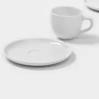 Чайный сервиз Magistro Mien, 2 персоны, 4 предмета: 2 чашки 200 мл, 2 блюдца d=16 см, фарфор, белый