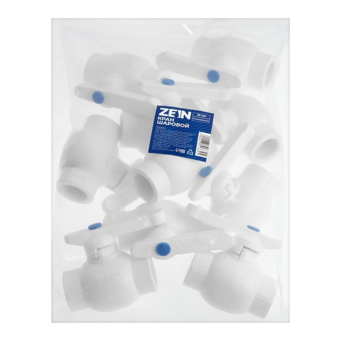 Кран шаровой ZEIN, полипропиленовый, d=25 мм