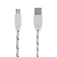 Кабель Luazon, microUSB - USB, 1 А, 0.9 м, оплётка нейлон, белый