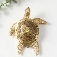 Сувенир полистоун "Черепаха с узорами на панцире" золото 13,8х16х4,7 см