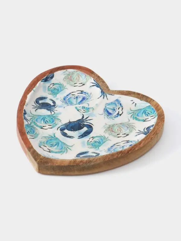 Блюдо в форме сердца &laquo;Крабы&raquo;, 20.5&times;20&times;2.3 см, дерево манго