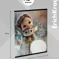 Тетрадь 12 листов в клетку ErichKrause Magic Pet, 60 г/м&sup2;, обложка мелованный картон, МИКС