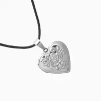 Кулон на шнурке &laquo;Для фото&raquo;, сердце с розой, цвет чернёное серебро на чёрном шнурке, 45 см