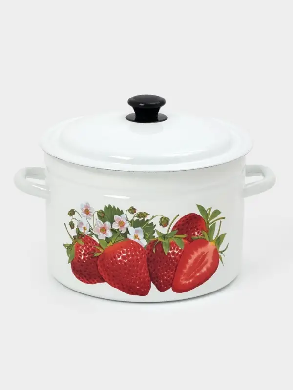 Кастрюля эмалированная, 8 л, d=26.5 см, с крышкой, цилиндрическая, белая