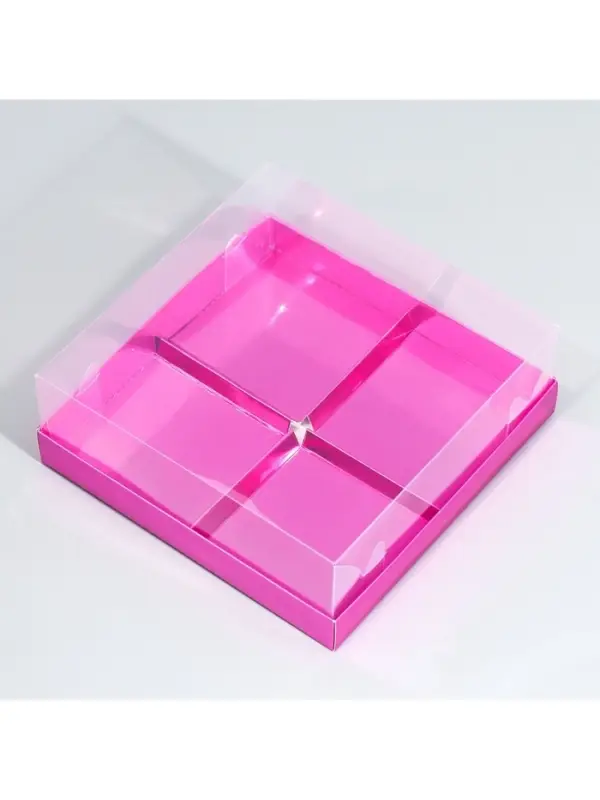 Коробка кондитерская для муссовых пирожных &laquo;Розовая&raquo;, 17.8 х 17.8 х 6.5 см